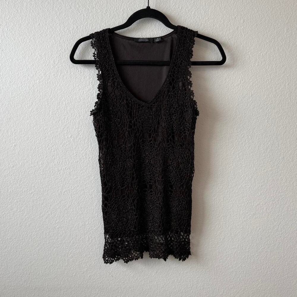 Vintage crochet chocolate brown top